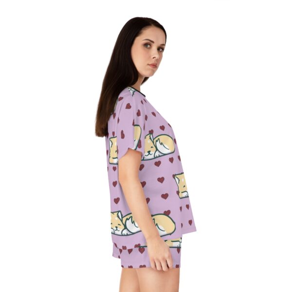 Cute Cat Dog Hearts Love Women's Short Pajama Set - Image 5