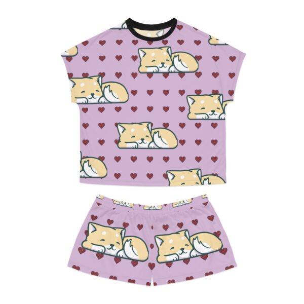 Cute Cat Dog Hearts Love Women's Short Pajama Set